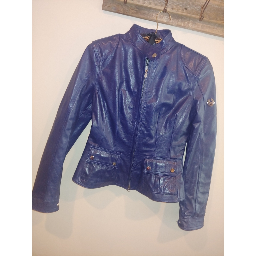 Leather Jacket Belstaff blue Sz L